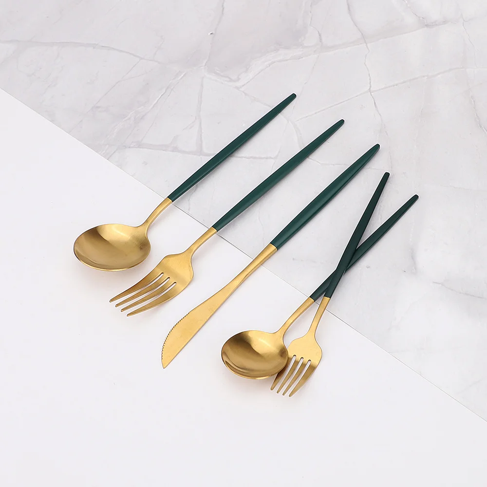 20Pcs Steel Cutlery Set Matte Green Gold Tableware Dinner Flatware Set Dinnerware Gift Box Forks Knives Spoons Set Silverware
20Pcs Steel Cutlery Set Matte Green Gold Tableware Dinner Flatware Set Dinnerware Gift Box Forks Knives Spoons Set Silverware