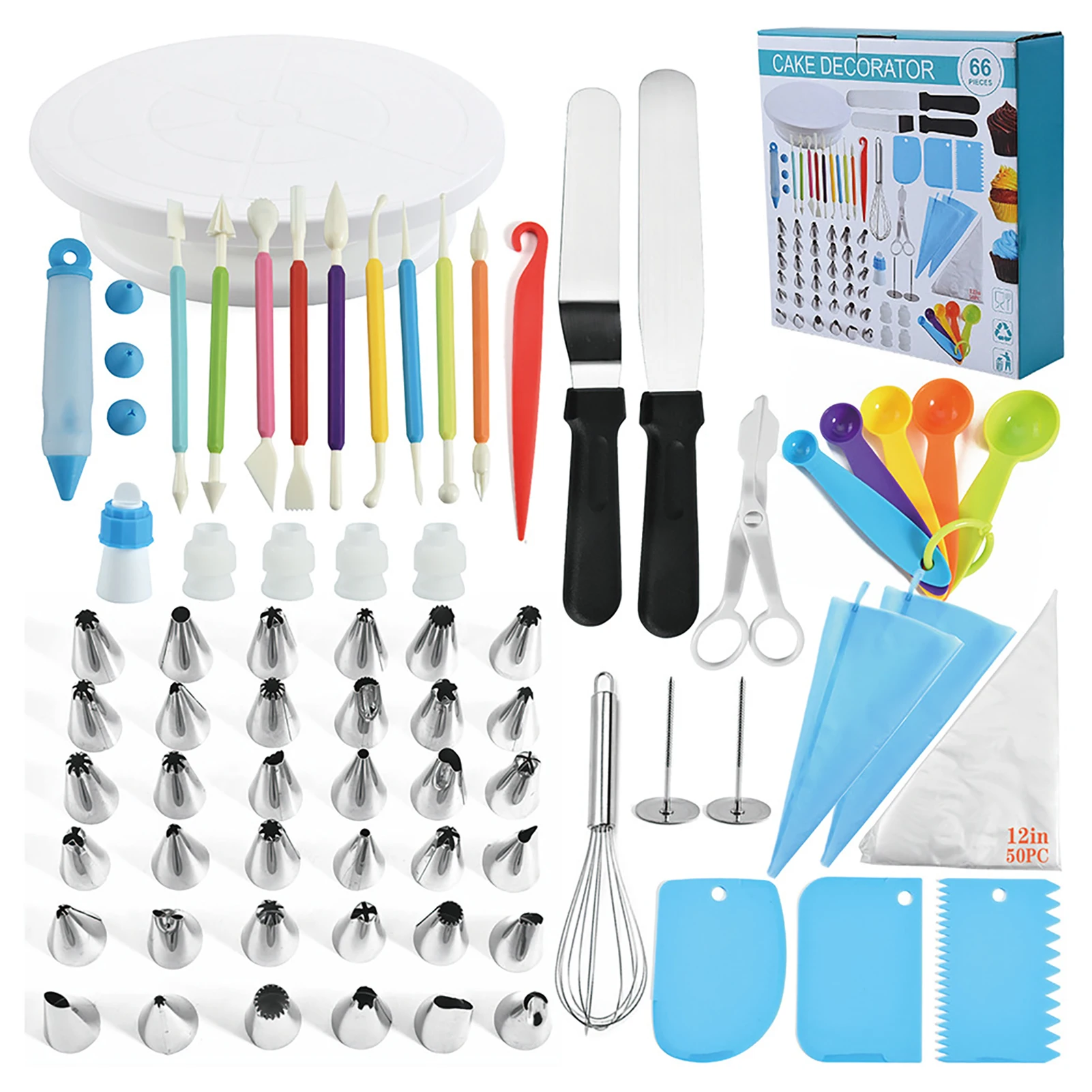 Cake Decorating Set 66PCS Steel Nozzle Kits DIY Turntable Pastry Bags Nozzle Mould Bakware Confectionery Baking Supplies Tool
Cake Decorating Set 66PCS Steel Nozzle Kits DIY Turntable Pastry Bags Nozzle Mould Bakware Confectionery Baking Supplies Tool