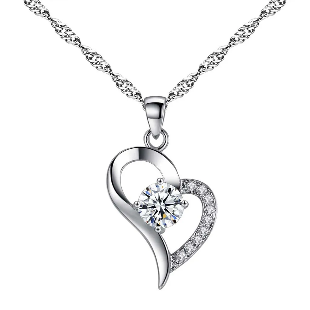 Fashion Heart Pendant Necklace For Women Classical Silver Crystal Diamond Necklaces Jewelry Gift Accessories Подвеска На Шею
Fashion Heart Pendant Necklace For Women Classical Silver Crystal Diamond Necklaces Jewelry Gift Accessories Подвеска На Шею