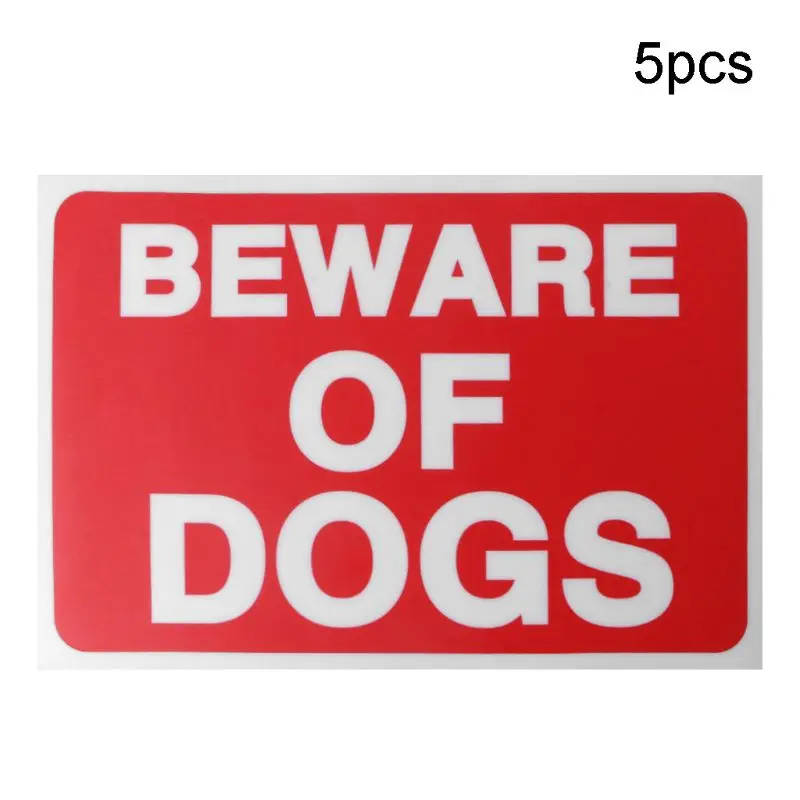 5pcs 30x20cm Adhesive Beware of Dog Sign for Fence Gates Stickers Warning Signs
