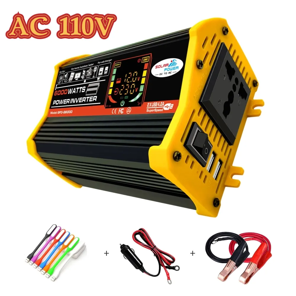 Car Converter 6000W DC12V TO AC110V for Home Power, Outside Power, Emergency Power
Car Converter 6000W DC12V TO AC110V for Home Power, Outside Power, Emergency Power