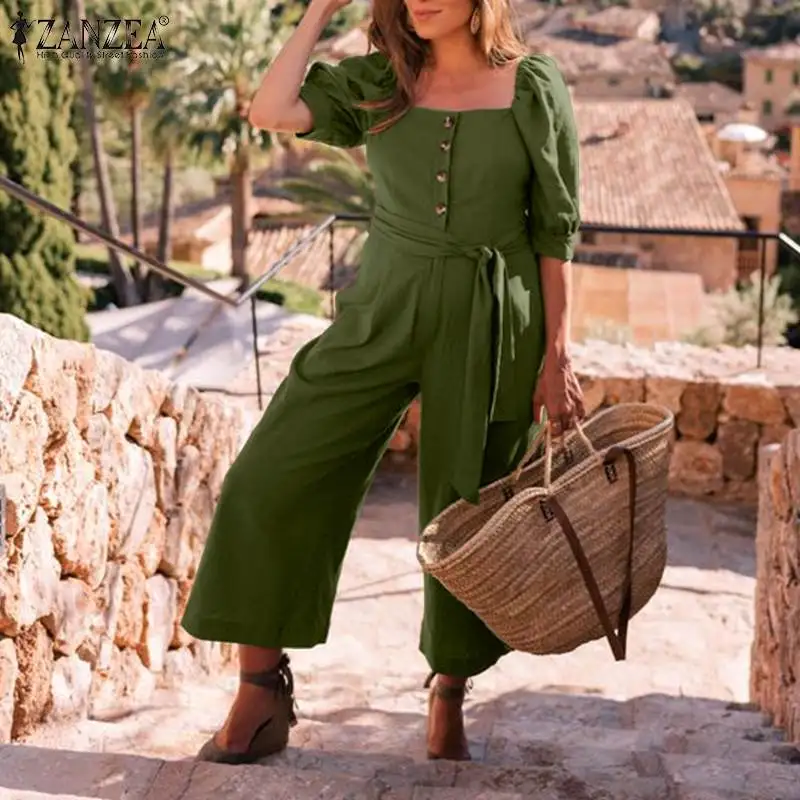 ZANZEA Fashion Women Jumpsuit 2021 Summer Office Lady Button Up Overall Casual Solid Loose Romper Puff Sleeve Playsuit
ZANZEA Fashion Women Jumpsuit 2021 Summer Office Lady Button Up Overall Casual Solid Loose Romper Puff Sleeve Playsuit