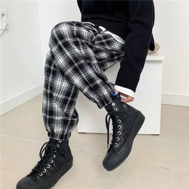 Women's Autumn Casual Pants Clothes Loose Drawstring Clothing Fashion Black White Check Harem
Women's Autumn Casual Pants Clothes Loose Drawstring Clothing Fashion Black White Check Harem