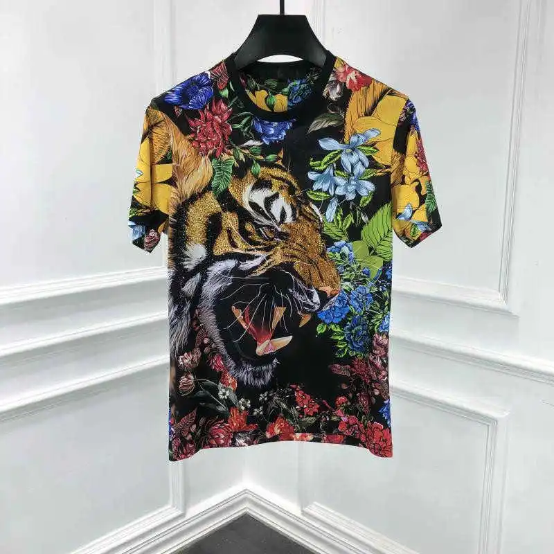 High Men's Summer quality casual Cotton floral animal print Tee-Tops Hot Fashion Diamonds T-shirts C479 
High Men's Summer quality casual Cotton floral animal print Tee-Tops Hot Fashion Diamonds T-shirts C479