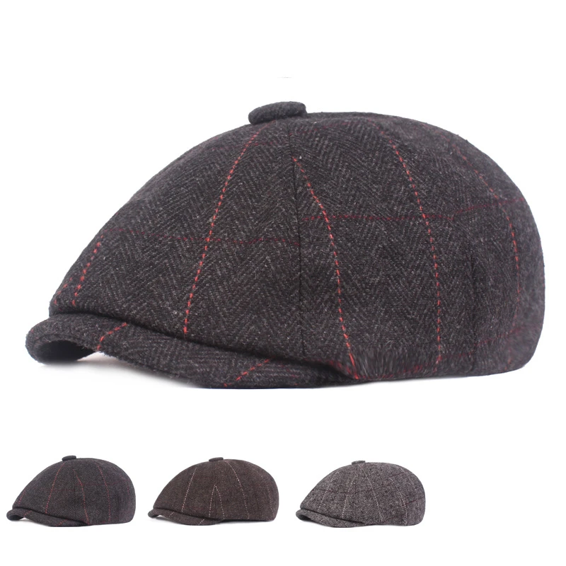 Fashion Middle Aged and Elderly Octagonal Hat Men's Beret Hat Autumn and Winter Wool Peaked Cap Warm Riding Hat
Fashion Middle Aged and Elderly Octagonal Hat Men's Beret Hat Autumn and Winter Wool Peaked Cap Warm Riding Hat