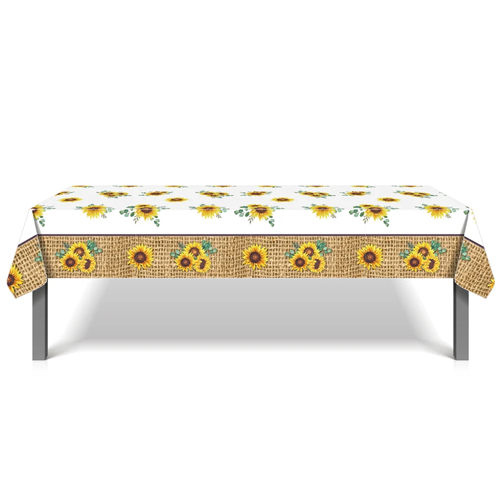 

130*220cm PE Sweet Sunflowers Flowers Birthday Party Theme Tablecovers Beers Festival Disposable Tablecloth Party Decoration