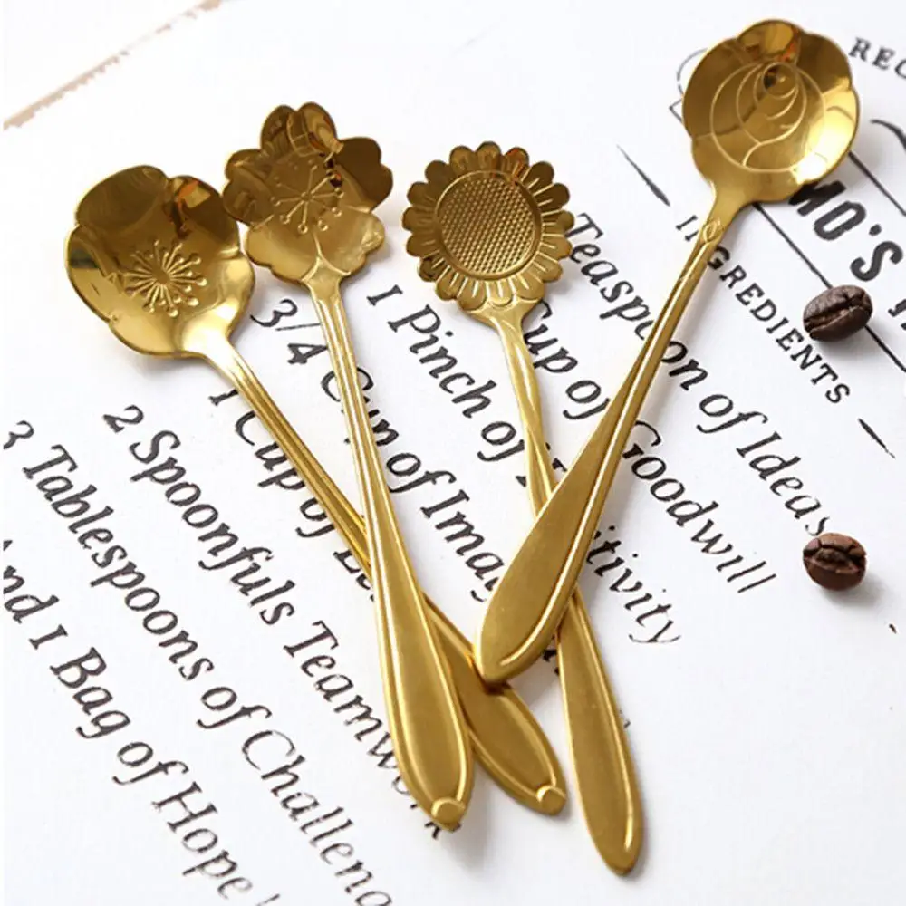 Vintage Gold Flower Spoons Coffee Tea Spoon Stainless Steel Spoon Fancy Sugar Dessert Teaspoon Bar Cafe Kitchen Tableware Tool
Vintage Gold Flower Spoons Coffee Tea Spoon Stainless Steel Spoon Fancy Sugar Dessert Teaspoon Bar Cafe Kitchen Tableware Tool