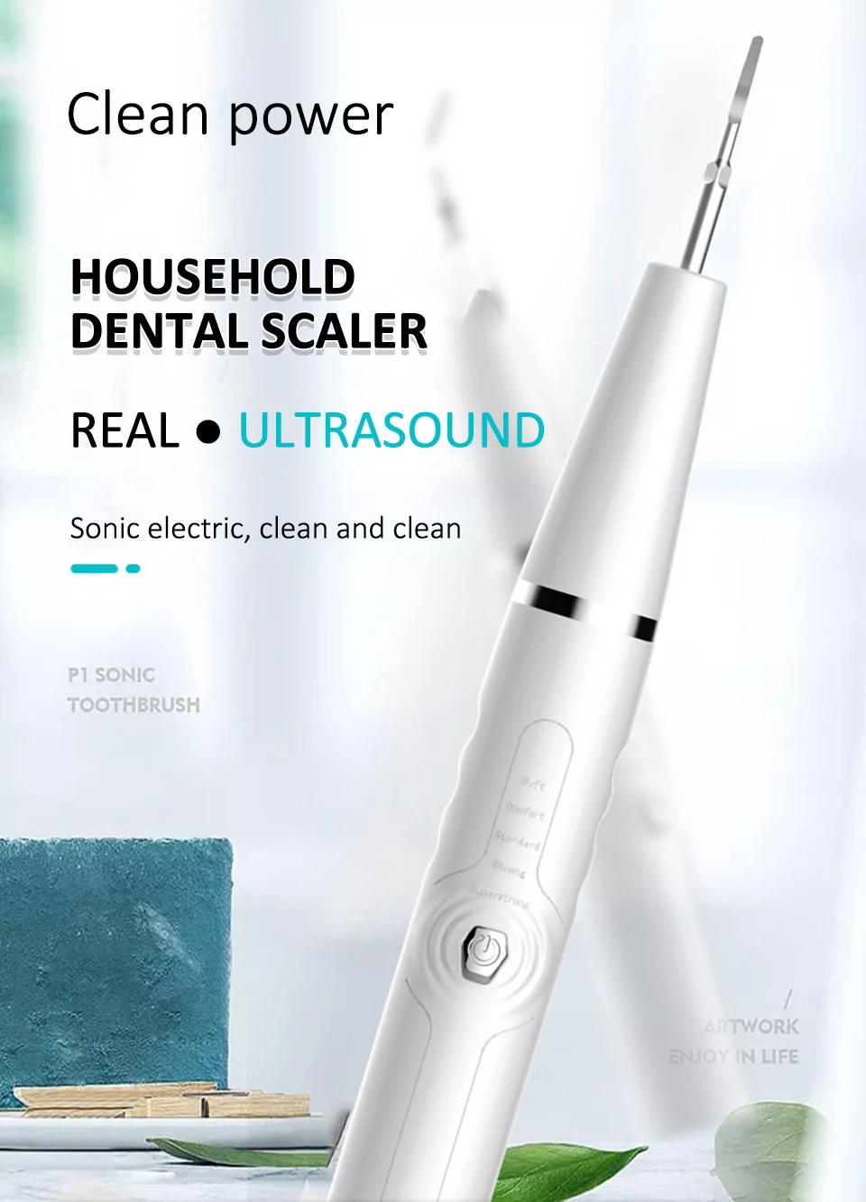 

Home Use Electric Dental Scaler Ultrasonic Calculus Remover Tooth Cleaner LED Light Sonic Smoke Stains Tartar with Dental Floss