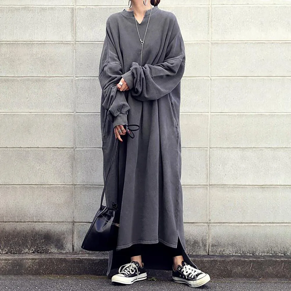 Повседневные женские платья в японском и корейском стиле, новинка, однотонный свободный минималистичный свитер с V-образным вырезом и разре... 
Повседневные женские платья в японском и корейском стиле, новинка, однотонный свободный минималистичный свитер с V-образным вырезом и разре...