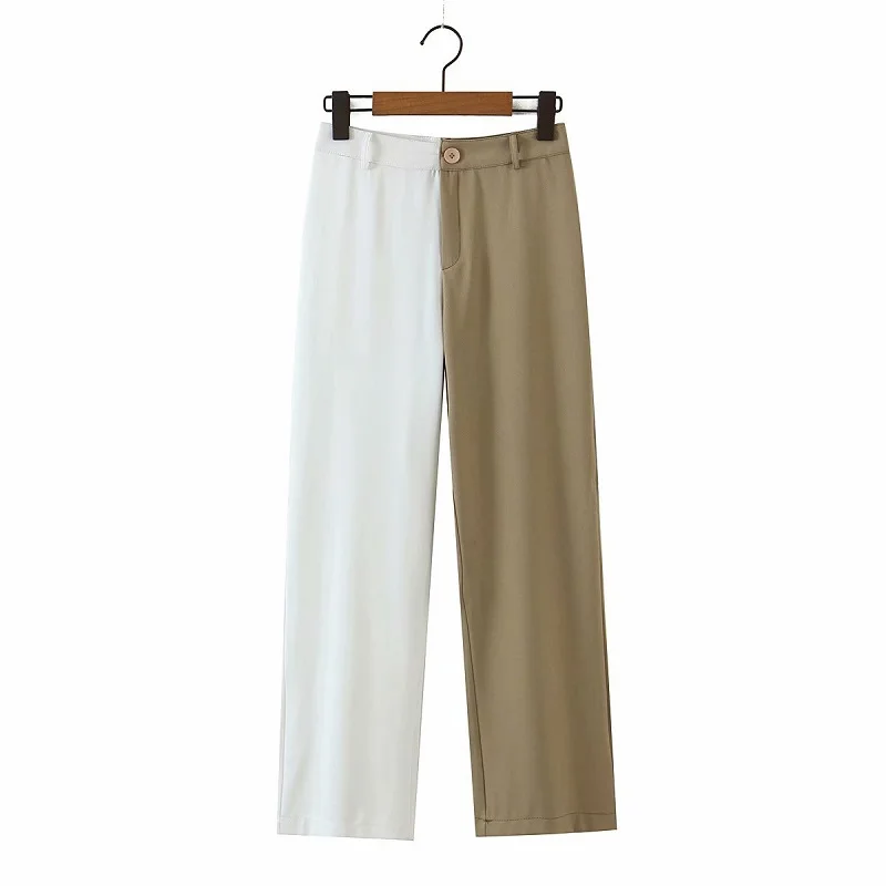 High waisted Straight casual Pants women 2021 summer new style contrast stitching and thin personality casual pants Full Length
High waisted Straight casual Pants women 2021 summer new style contrast stitching and thin personality casual pants Full Length