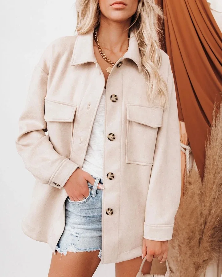 2021 Winter Suede Warm Women's Coat Single Breasted Long Sleeve Pocket Female Coats Autumn Fashion Streetwear Ladies Jacket
2021 Winter Suede Warm Women's Coat Single Breasted Long Sleeve Pocket Female Coats Autumn Fashion Streetwear Ladies Jacket