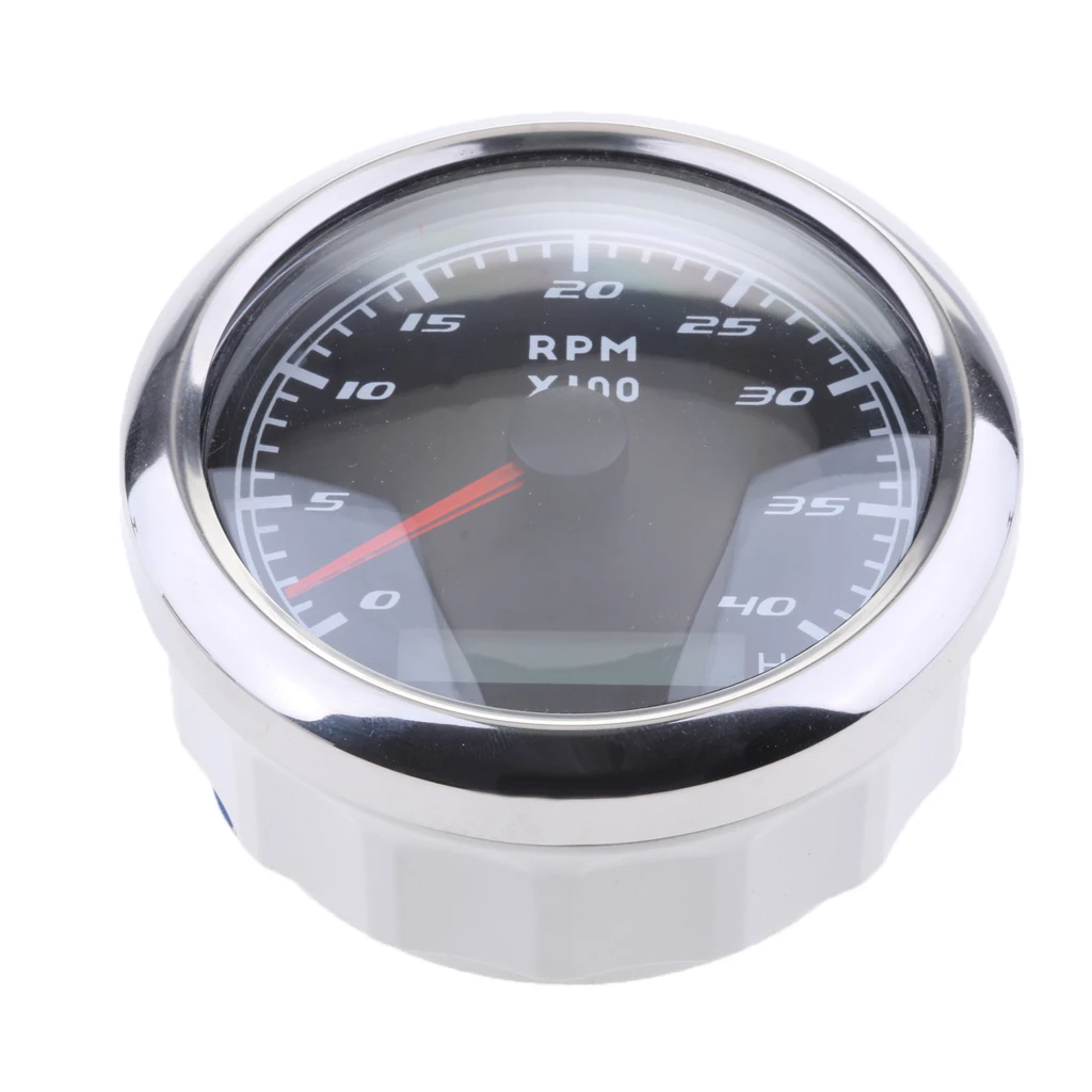 

Marine RPM Tachometer Gauge LCD Tacho Hour Meter 0-4000 RPM 85mm