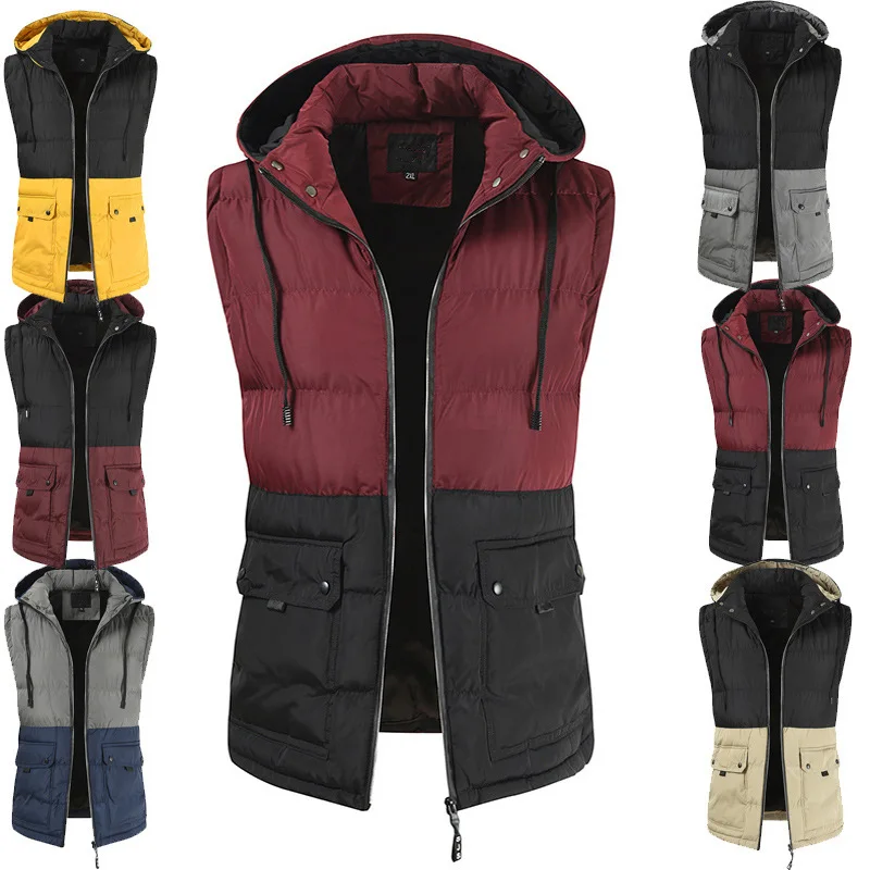 Men's Suit Vest 6 Style Hooded Color Block Vest Slim Fit Leisure Cotton Gilet Men Jacket Casual Slim Fit Homme Vintage Vest 202
Men's Suit Vest 6 Style Hooded Color Block Vest Slim Fit Leisure Cotton Gilet Men Jacket Casual Slim Fit Homme Vintage Vest 202