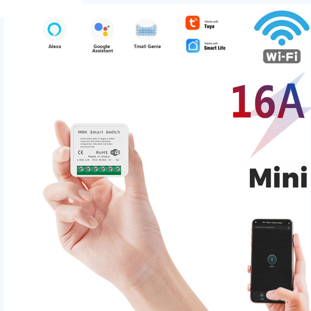 1PCS 16A 2 Way Control Mini Smart Wifi DIY Switch Universal Smart Home Switch, Works with Alexa Google Home Smart Life App
1PCS 16A 2 Way Control Mini Smart Wifi DIY Switch Universal Smart Home Switch, Works with Alexa Google Home Smart Life App