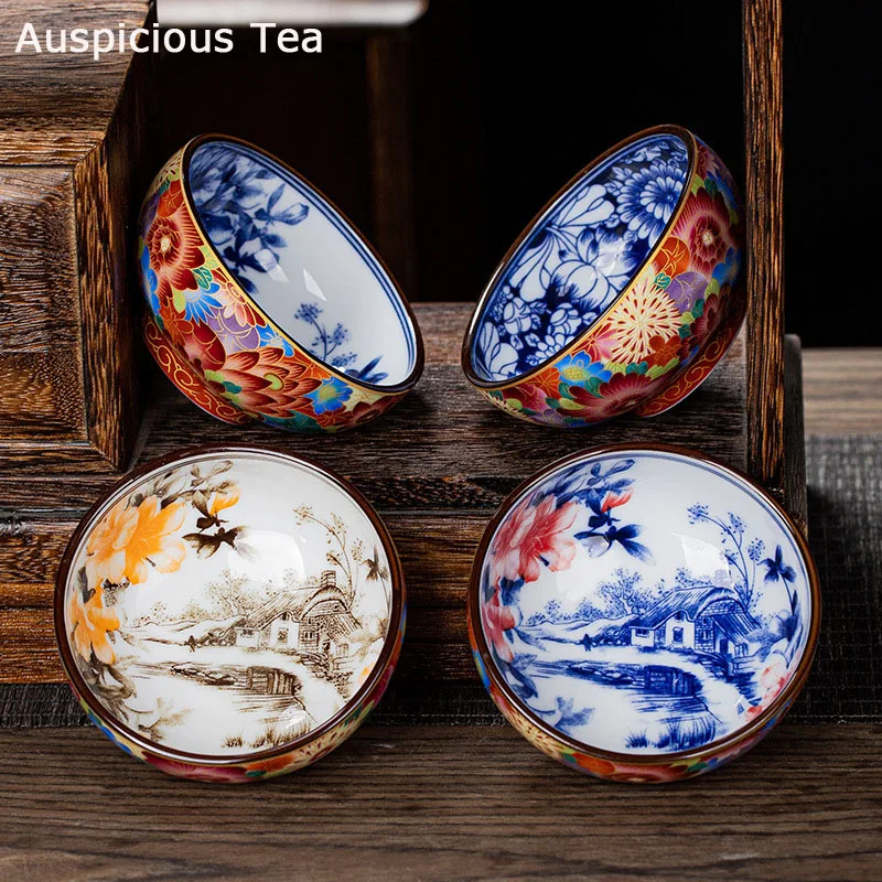 165 мл ручная роспись эмалированная фарфоровая чайная чашка мастер сине-белая