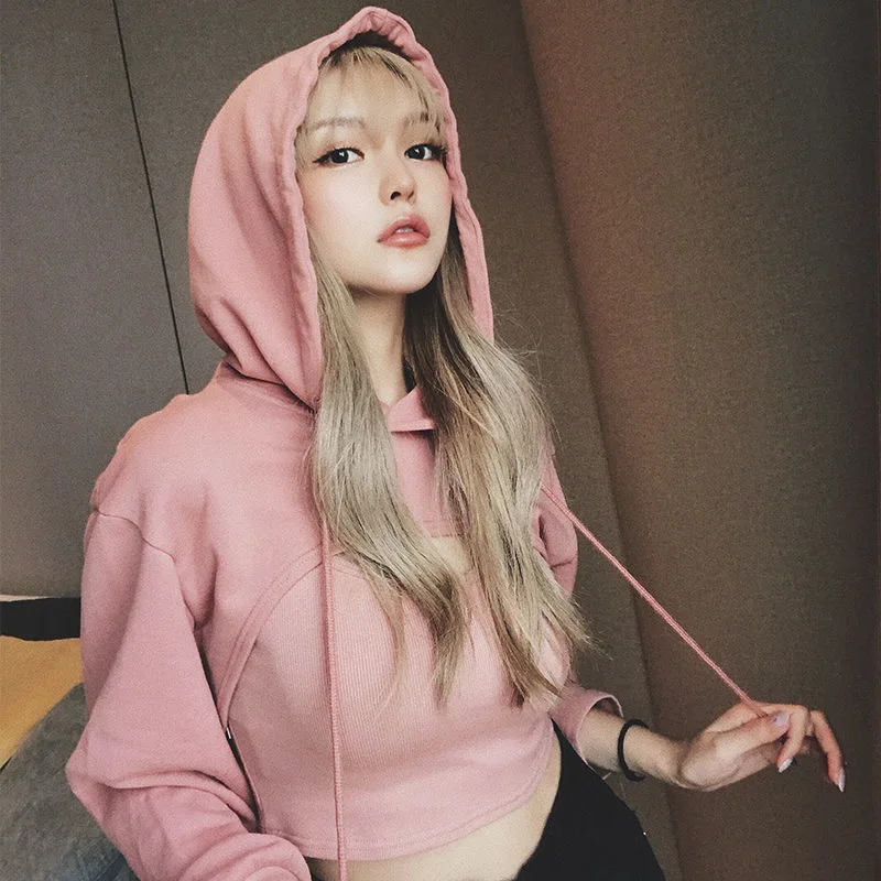 Women Fashion Casual Jogging Hoodies(with Camisole)Korean Loose Short Sweatshirt Female Loose Cropped Hoodies Streetwear Hooded
Women Fashion Casual Jogging Hoodies(with Camisole)Korean Loose Short Sweatshirt Female Loose Cropped Hoodies Streetwear Hooded