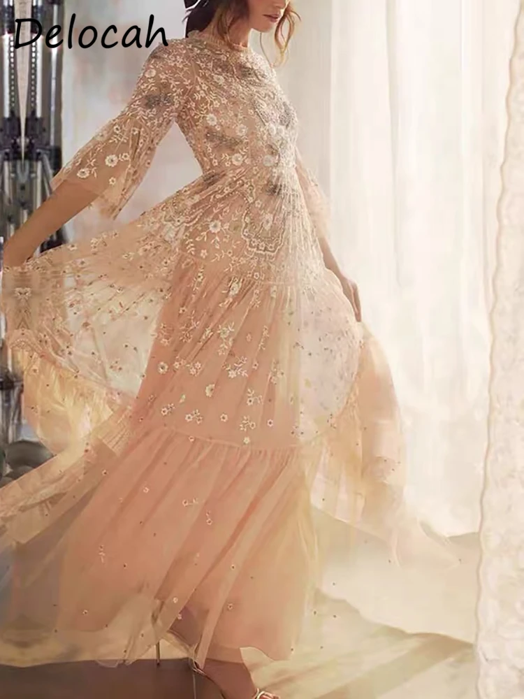 Женское длинное платье Delocah, дизайнерское платье с расклешенными рукавами и оборками, кружевные сетчатые вечерние платья с цветочной вышивкой
Женское длинное платье Delocah, дизайнерское платье с расклешенными рукавами и оборками, кружевные сетчатые вечерние платья с цветочной вышивкой