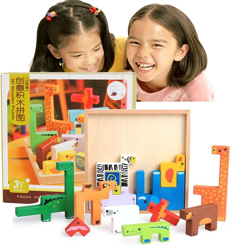 Деревянные креативные головоломки для сборки Монтессори деревянные игрушки
