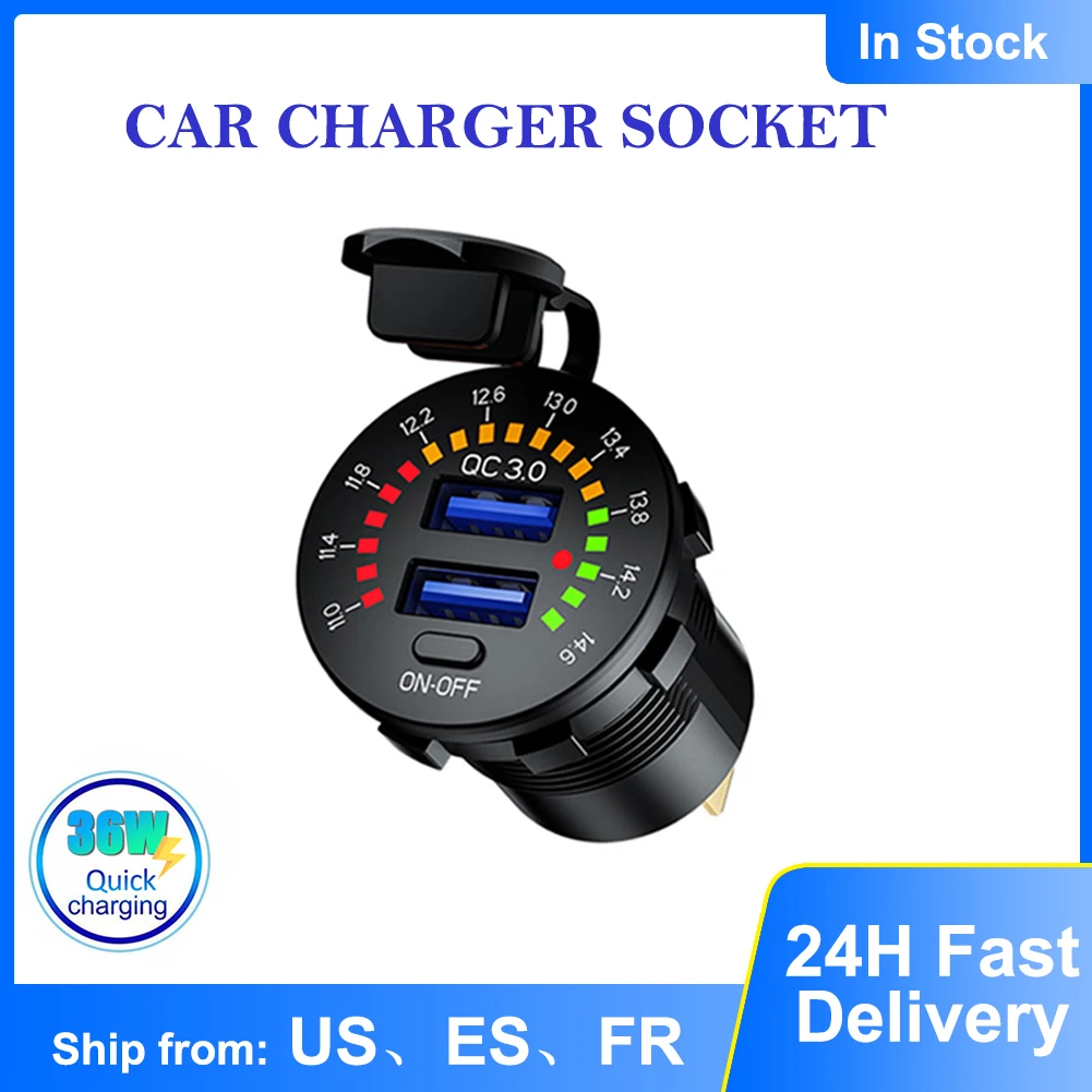 QC 3.0 36W USB Charger Quick Charger Motorcycle Dual USB Charger Socket LED Flicker with button switch for track Boat DVR GPS 
QC 3.0 36W USB Charger Quick Charger Motorcycle Dual USB Charger Socket LED Flicker with button switch for track Boat DVR GPS