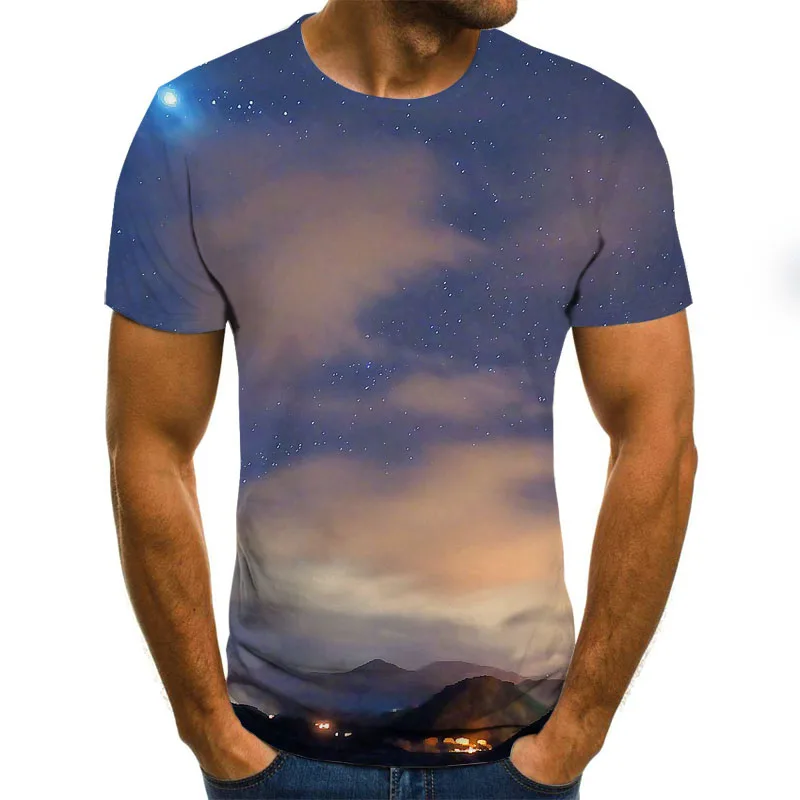 Футболка Cloudstyle мужская с 3D рисунком модная рубашка принтом звезд и ночей уличная