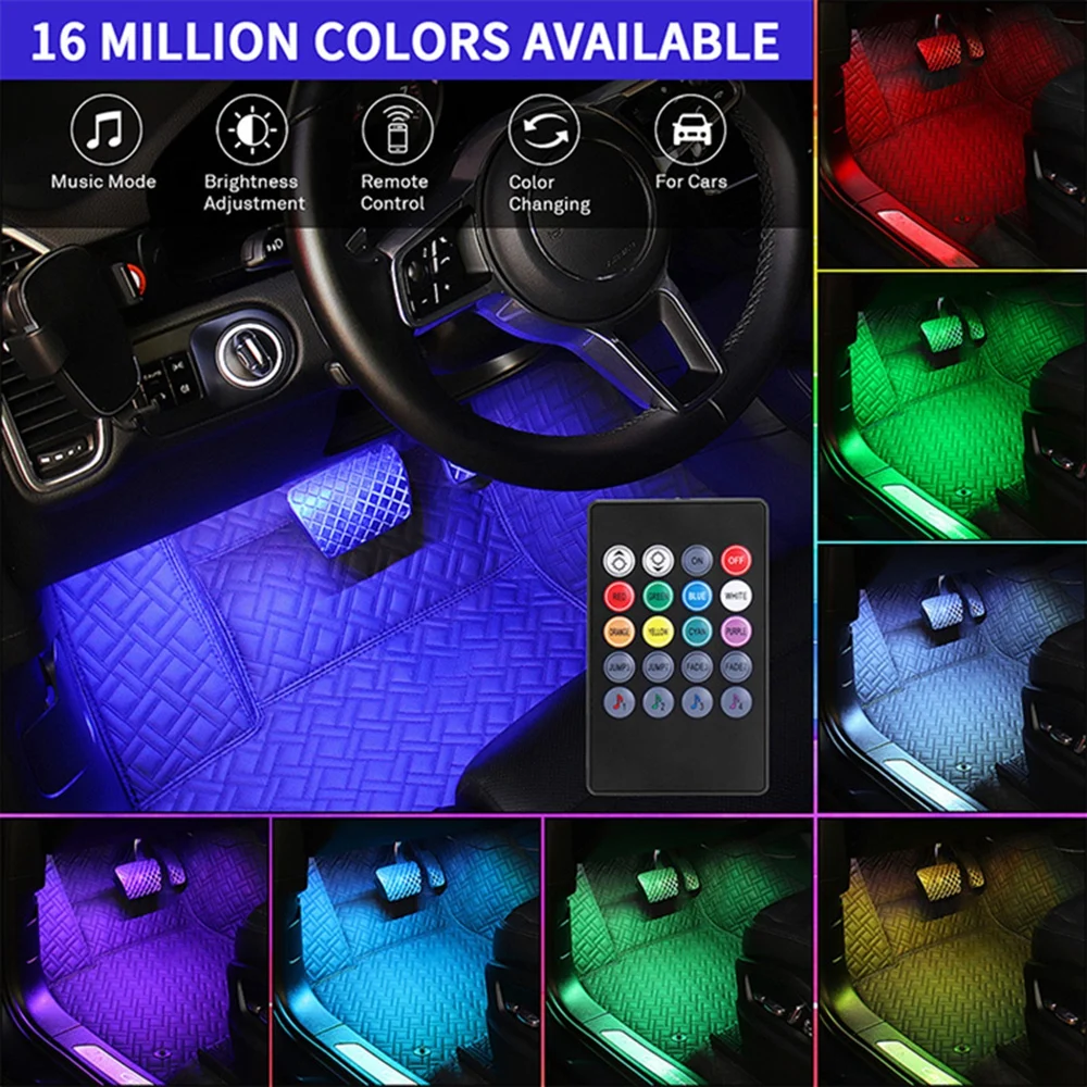 4X Car Interior Decoration Light Strip LED RGB Atmosphere Lights Neon With USB APP Music Control Car Foot Lamp Ambient Llight
4X Car Interior Decoration Light Strip LED RGB Atmosphere Lights Neon With USB APP Music Control Car Foot Lamp Ambient Llight