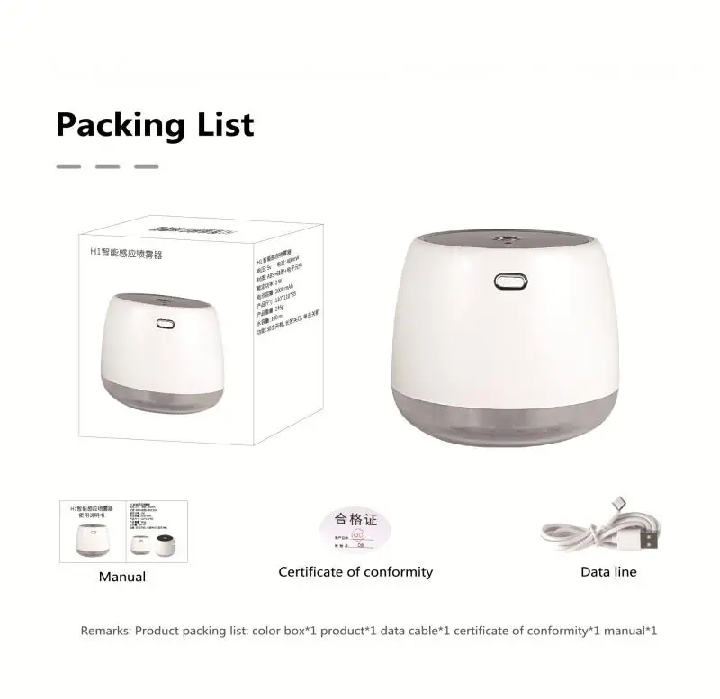 Automatic Induction Infrared Spray Sterilizer Soap Dispenser 180ml Alcohol Disinfector Sprayer Rechargeable Battery Smart Home
Automatic Induction Infrared Spray Sterilizer Soap Dispenser 180ml Alcohol Disinfector Sprayer Rechargeable Battery Smart Home