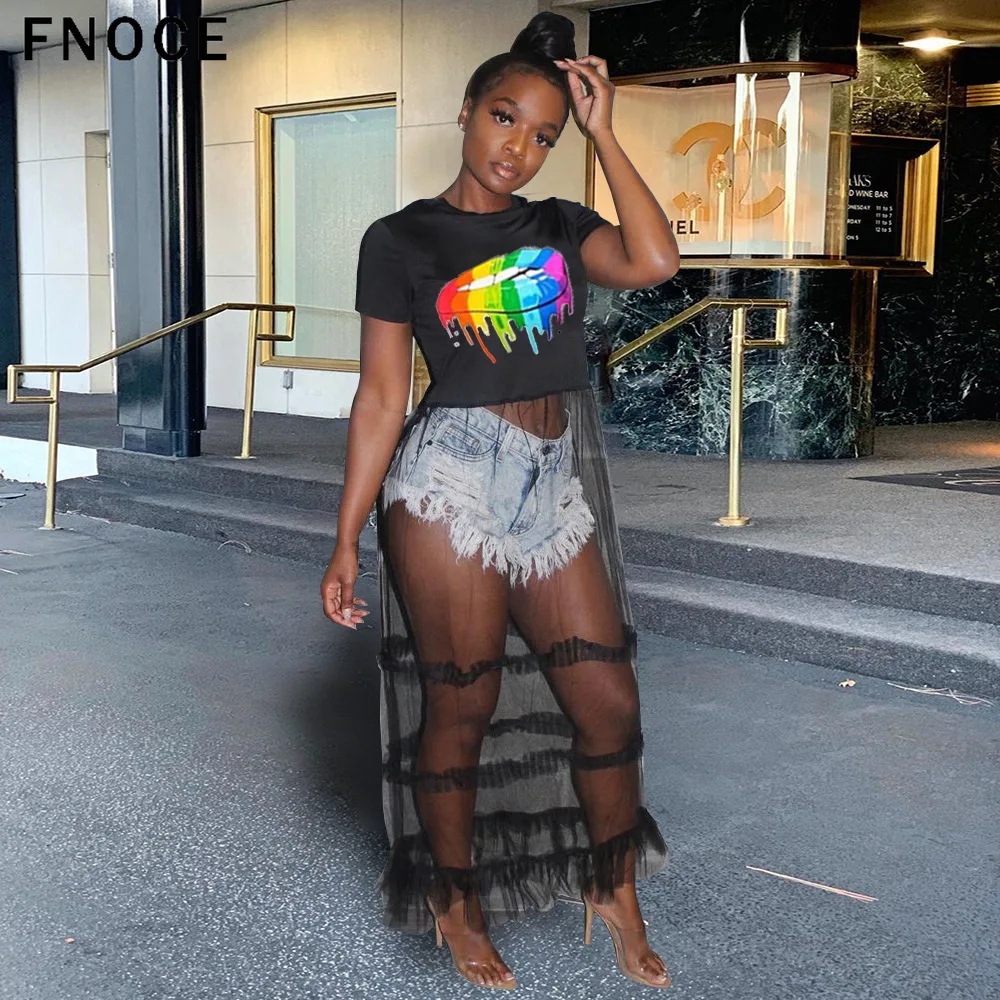 New Colorful Lip Print Long T-shirt Dress Summer Clothes for Women Short Sleeve Mesh Patchwork Ruffles Streetwear Casual Dresses
New Colorful Lip Print Long T-shirt Dress Summer Clothes for Women Short Sleeve Mesh Patchwork Ruffles Streetwear Casual Dresses