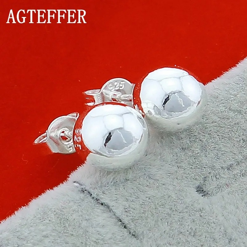 AGTEFFER New 925 Sterling Silver 8MM/10MM Ball Stud Earrings Ladies Fashion Wedding Party Jewelry Gifts
AGTEFFER New 925 Sterling Silver 8MM/10MM Ball Stud Earrings Ladies Fashion Wedding Party Jewelry Gifts