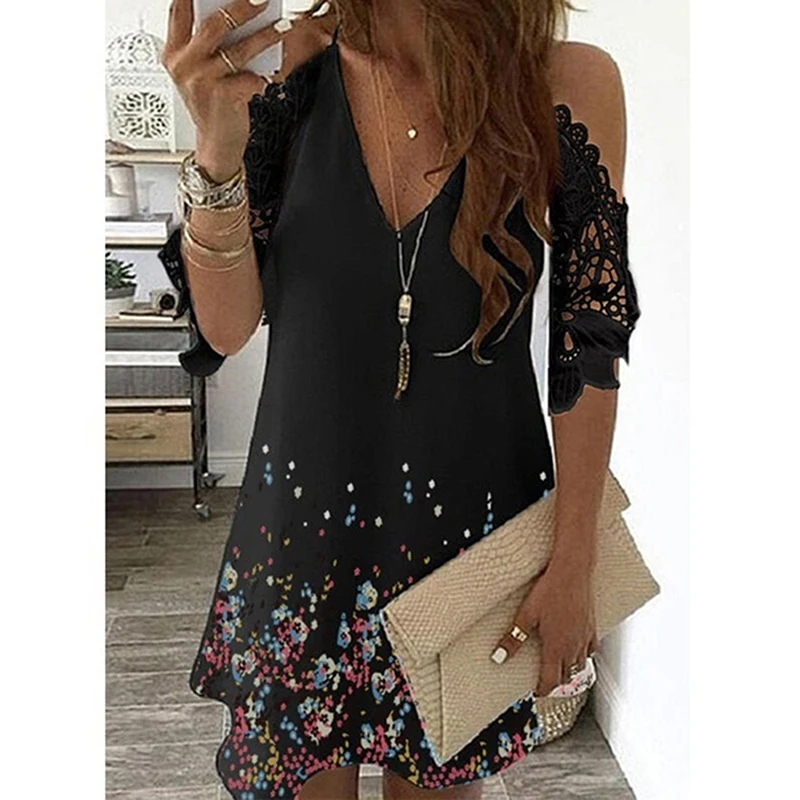 Women Lace Half Sleeve Dress Summer Sexy Off Shoulder Sling V-Neck Beach Party Dresses Female Casual Print Midi Dress
Women Lace Half Sleeve Dress Summer Sexy Off Shoulder Sling V-Neck Beach Party Dresses Female Casual Print Midi Dress
