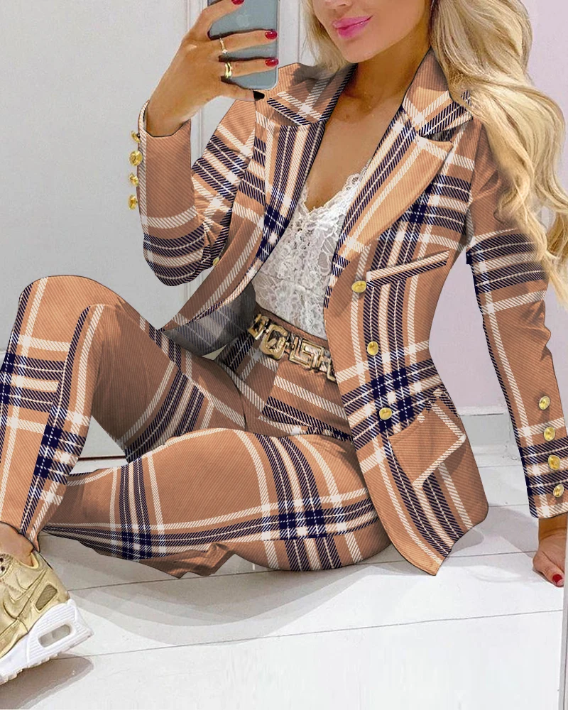 2021 fashion ladies commuter check suit elegant and chic single-breasted jacket and high-waisted trouser suit ladies 2-piece set
2021 fashion ladies commuter check suit elegant and chic single-breasted jacket and high-waisted trouser suit ladies 2-piece set