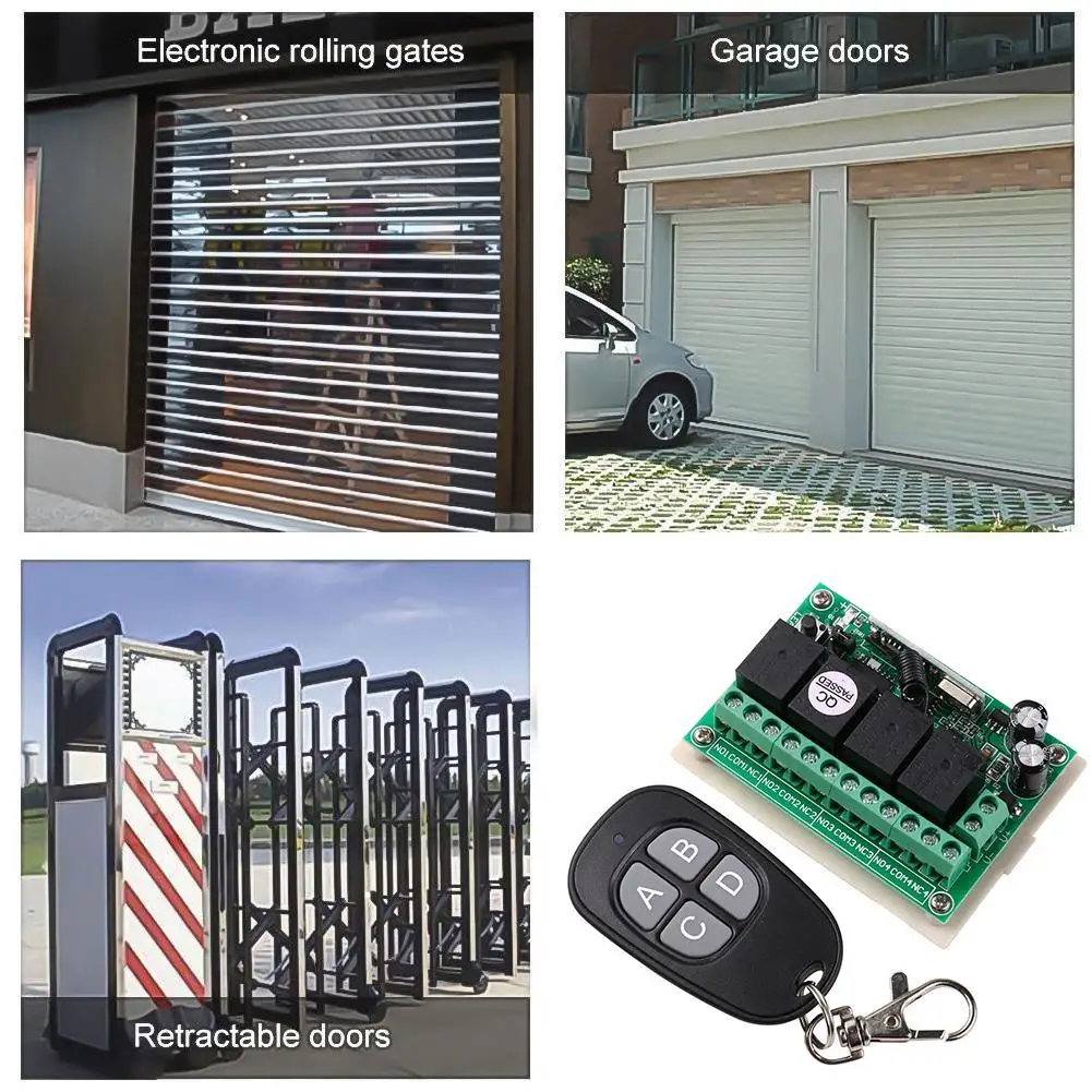 DC12V 4-Way Wireless Remote Control Switch Garage Door Board TR1204-4 Motor Relay Electric Control Control Door D1B5
DC12V 4-Way Wireless Remote Control Switch Garage Door Board TR1204-4 Motor Relay Electric Control Control Door D1B5