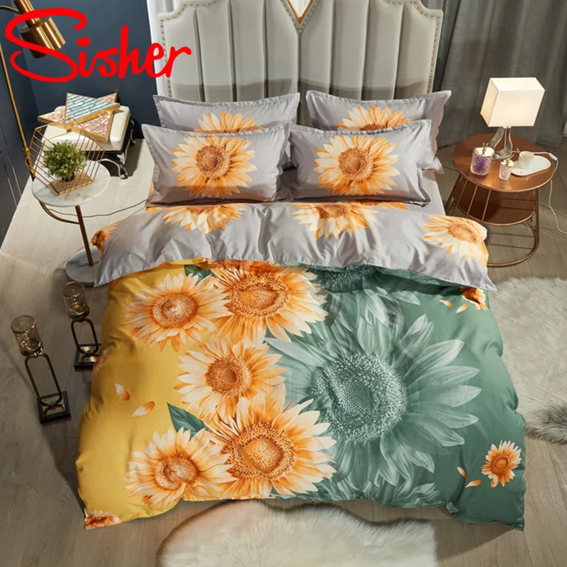 New Modern Pastoral Double Size Bedding Set Sunflower Printed Duvet Cover Set with Pillowcase Queen King Quilt Covers Bedclothes
New Modern Pastoral Double Size Bedding Set Sunflower Printed Duvet Cover Set with Pillowcase Queen King Quilt Covers Bedclothes