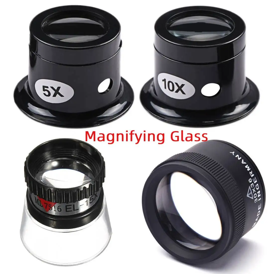 4pcs/ 1pcs Jewelers Eye Loupe Lens Monocular Magnifier Magnifying Glass for Jeweler/ Watch Repair Kit Tools 5X 10X 15X 20X
4pcs/ 1pcs Jewelers Eye Loupe Lens Monocular Magnifier Magnifying Glass for Jeweler/ Watch Repair Kit Tools 5X 10X 15X 20X