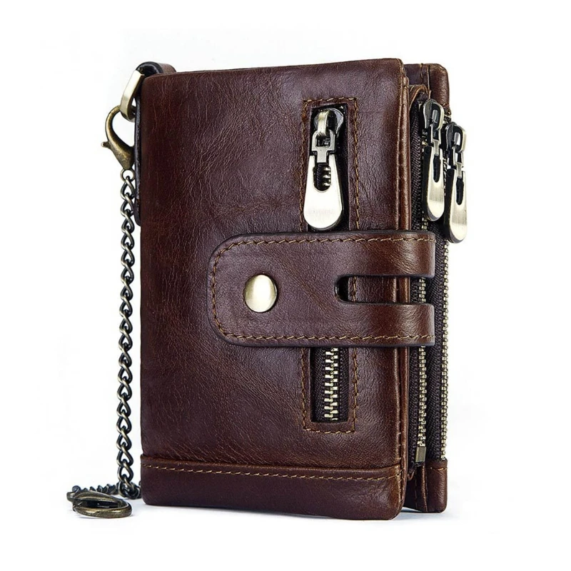 Credit Card Leather Bifold Wallet RFID Blocking Double Zipper Cash Coin Purse
Credit Card Leather Bifold Wallet RFID Blocking Double Zipper Cash Coin Purse