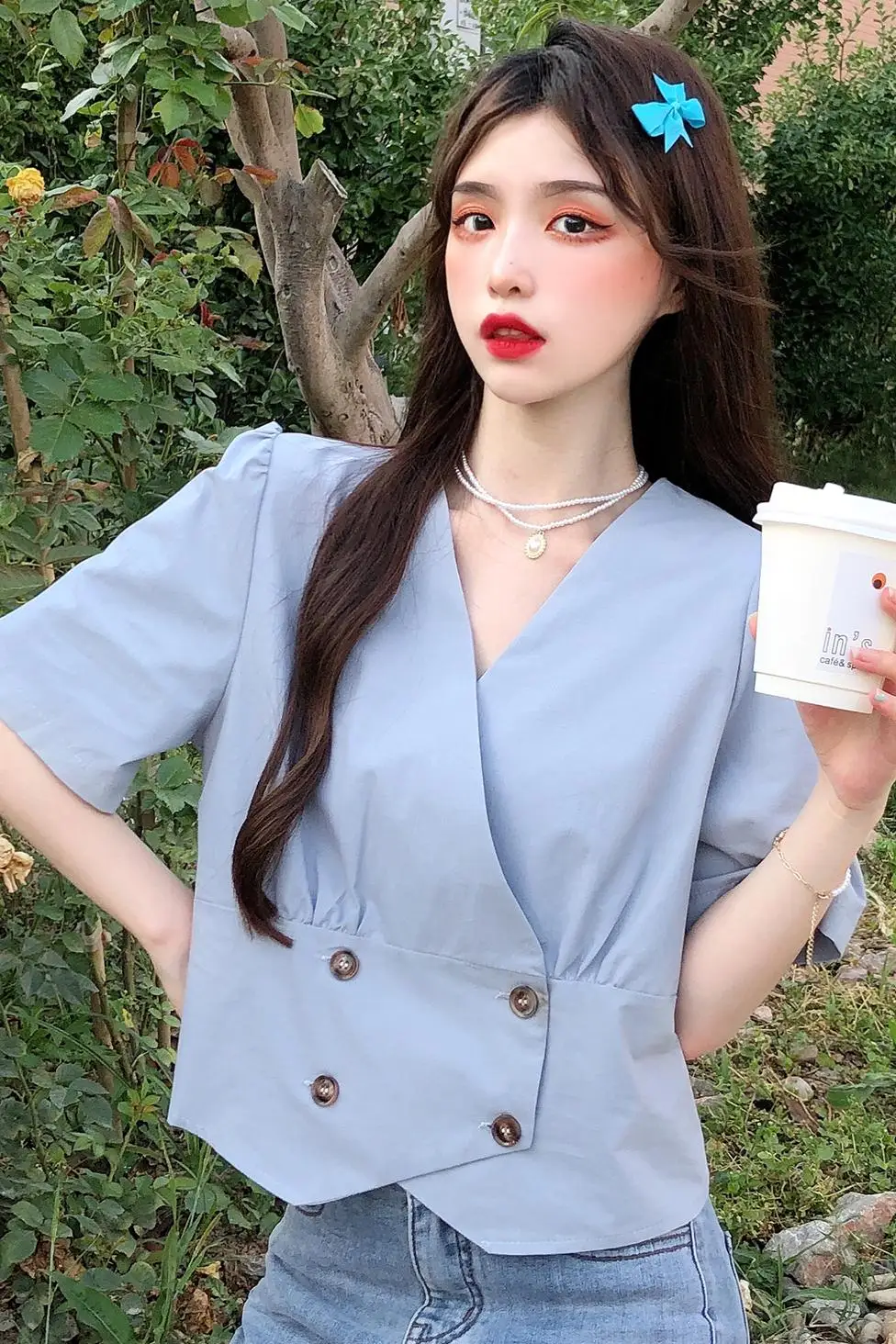 French New Summer Shirt V-neck Casual Shirts Top Female Pastel Camisa Feminina Blouses For Women Fashion Noveltie Woman Cloth
French New Summer Shirt V-neck Casual Shirts Top Female Pastel Camisa Feminina Blouses For Women Fashion Noveltie Woman Cloth