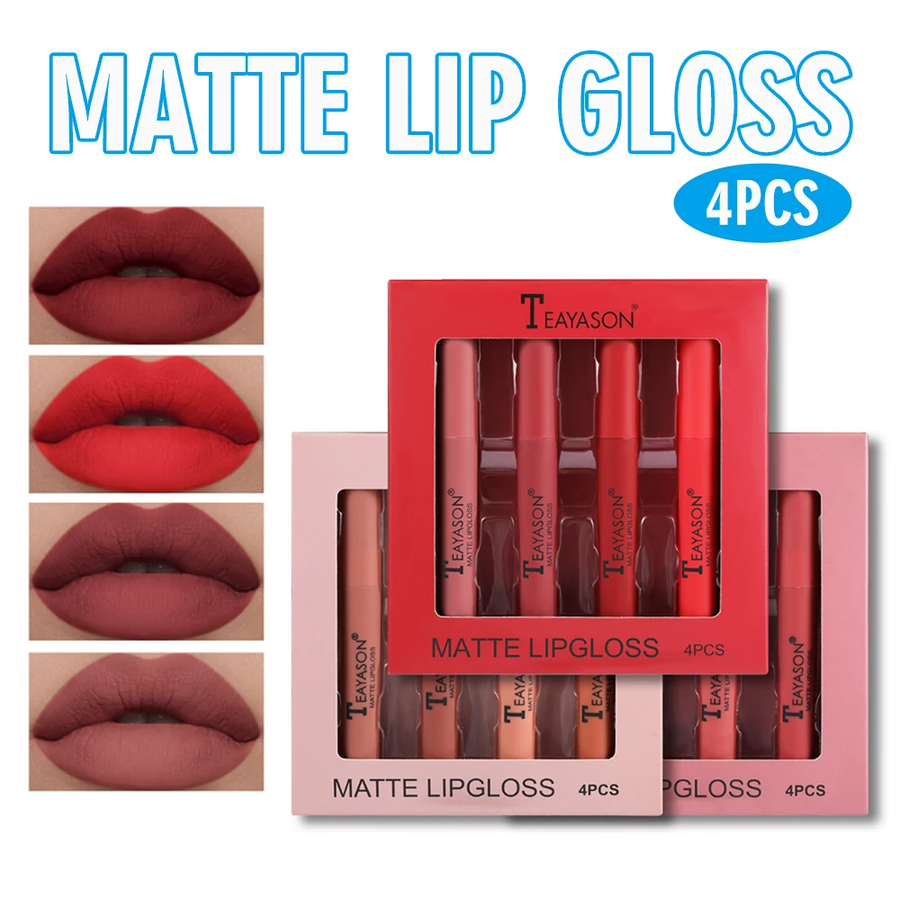4pcs Glazed Matte Lip Gloss Lipstick Set Waterproof Long Lasting Matte Lip Stick 12color Lips Makeup Lipgloss Liquid Lipsticks
4pcs Glazed Matte Lip Gloss Lipstick Set Waterproof Long Lasting Matte Lip Stick 12color Lips Makeup Lipgloss Liquid Lipsticks
