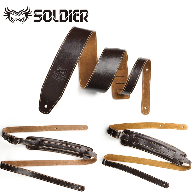 Soldier acoustic guitar, electric guitar, electric bass strap and shoulder strap. Cowhide material. Various models and widths.
Soldier acoustic guitar, electric guitar, electric bass strap and shoulder strap. Cowhide material. Various models and widths.