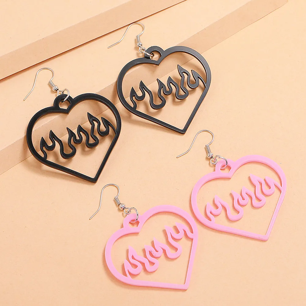 2 Pairs/Set Lovely Black Pink Heart Fire Acrylic Earrings For Women Flame Drop Dangle Earrings Pendant Fashion Jewelry Statement
2 Pairs/Set Lovely Black Pink Heart Fire Acrylic Earrings For Women Flame Drop Dangle Earrings Pendant Fashion Jewelry Statement