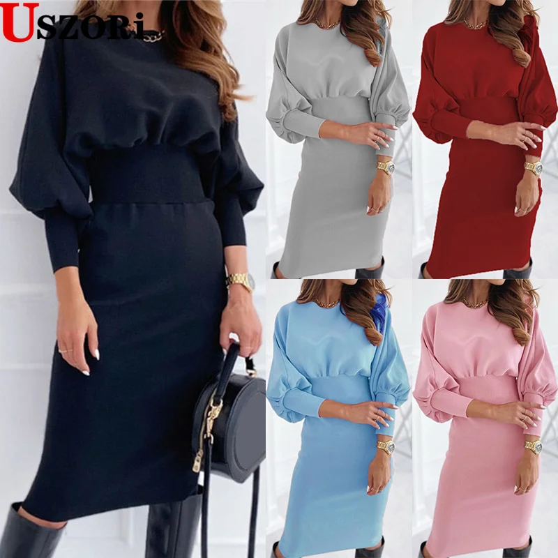 Women New Fashion Sexy Dress Solid Color Loose Slim Dress Autumn Dress Casual Solid Round Neck Waist Pack Hip Dress
Women New Fashion Sexy Dress Solid Color Loose Slim Dress Autumn Dress Casual Solid Round Neck Waist Pack Hip Dress