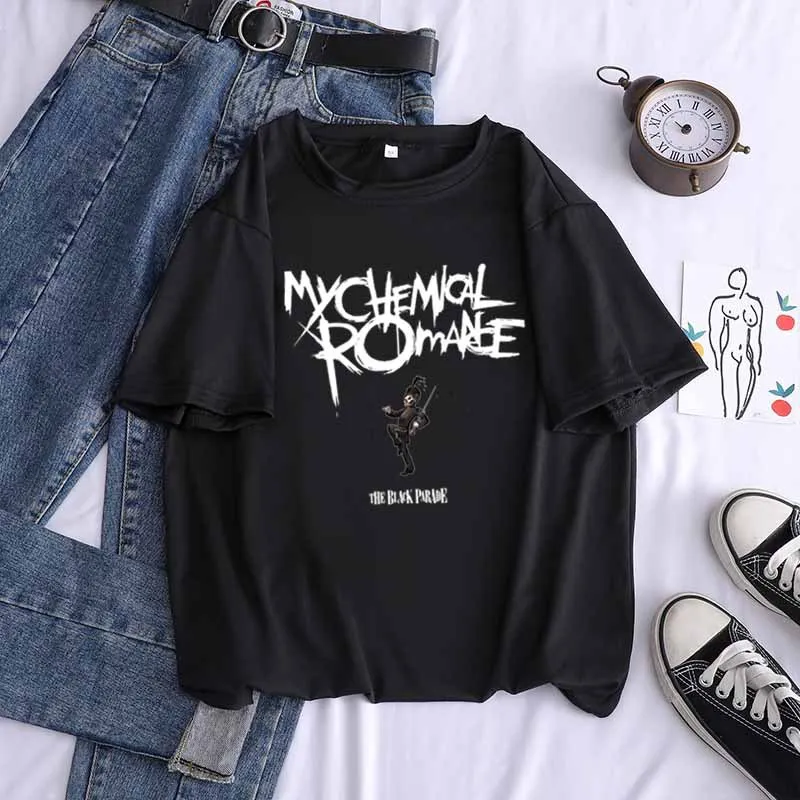 Женская футболка с рисунком My Chemical Romance три вида отомстительства черная парадная