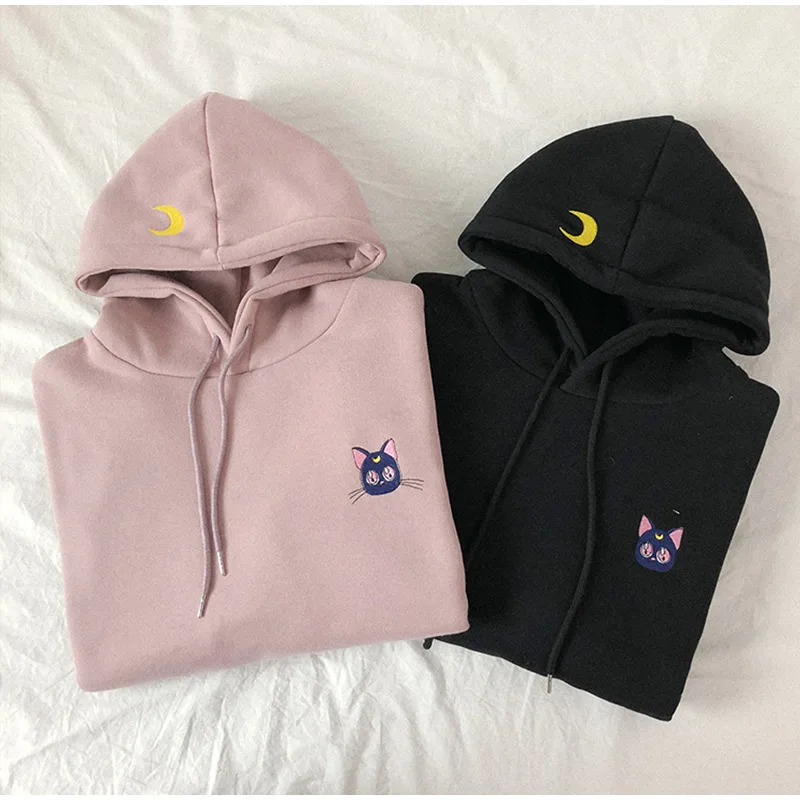 Women Sweatshirts Sailor Moon Cat Pink Embroidered Hoodies Female Kawaii Korean 2020 Spring Loose Sweatshirt Hooded Pullovers
Women Sweatshirts Sailor Moon Cat Pink Embroidered Hoodies Female Kawaii Korean 2020 Spring Loose Sweatshirt Hooded Pullovers