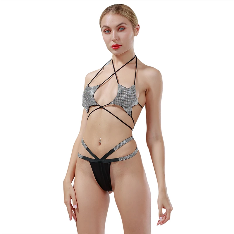 New Fashion Rhinestone Cross Bandage Swimsuit Summer Beach Low Cut Push Up Adjustable Bra Empire Black Thong Sexy Bikini Sets
New Fashion Rhinestone Cross Bandage Swimsuit Summer Beach Low Cut Push Up Adjustable Bra Empire Black Thong Sexy Bikini Sets