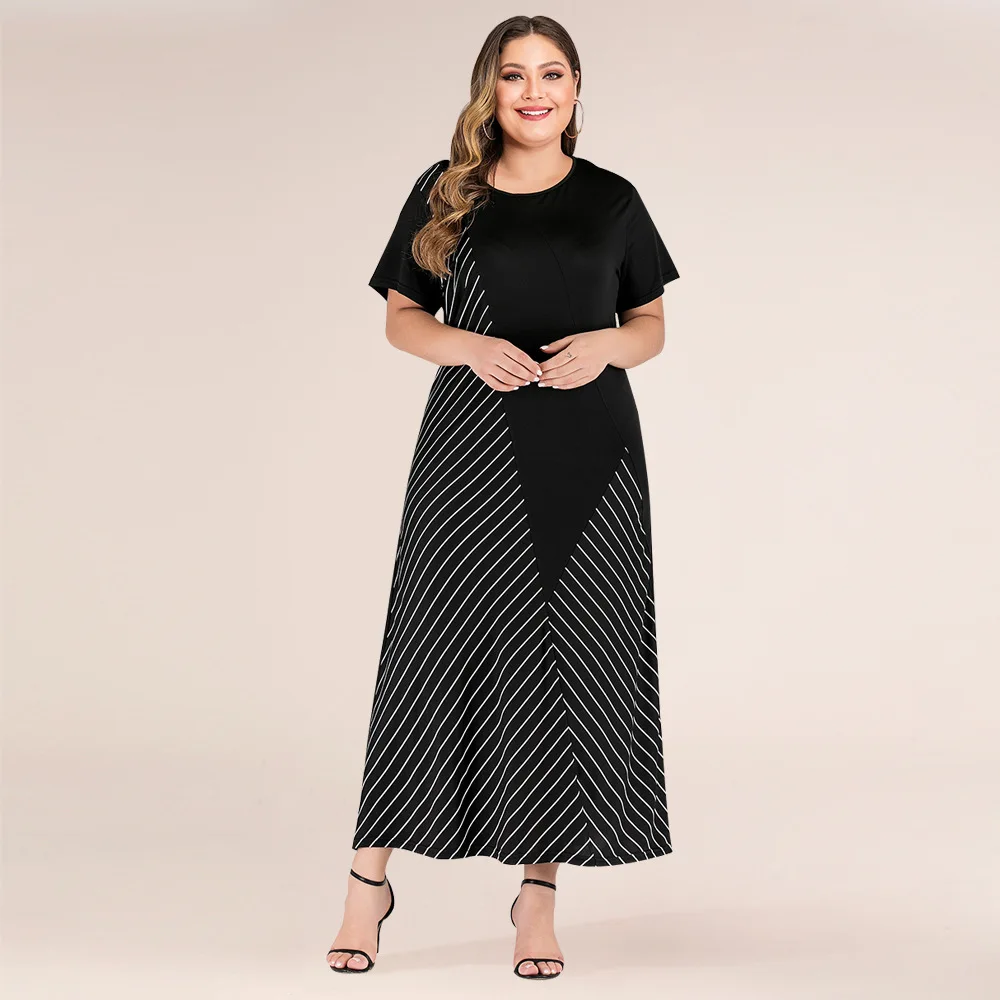 Women Dress Spring & Summer New Large Size Female Clothing Stitching Stripe Loose Cover Belly
Women Dress Spring & Summer New Large Size Female Clothing Stitching Stripe Loose Cover Belly