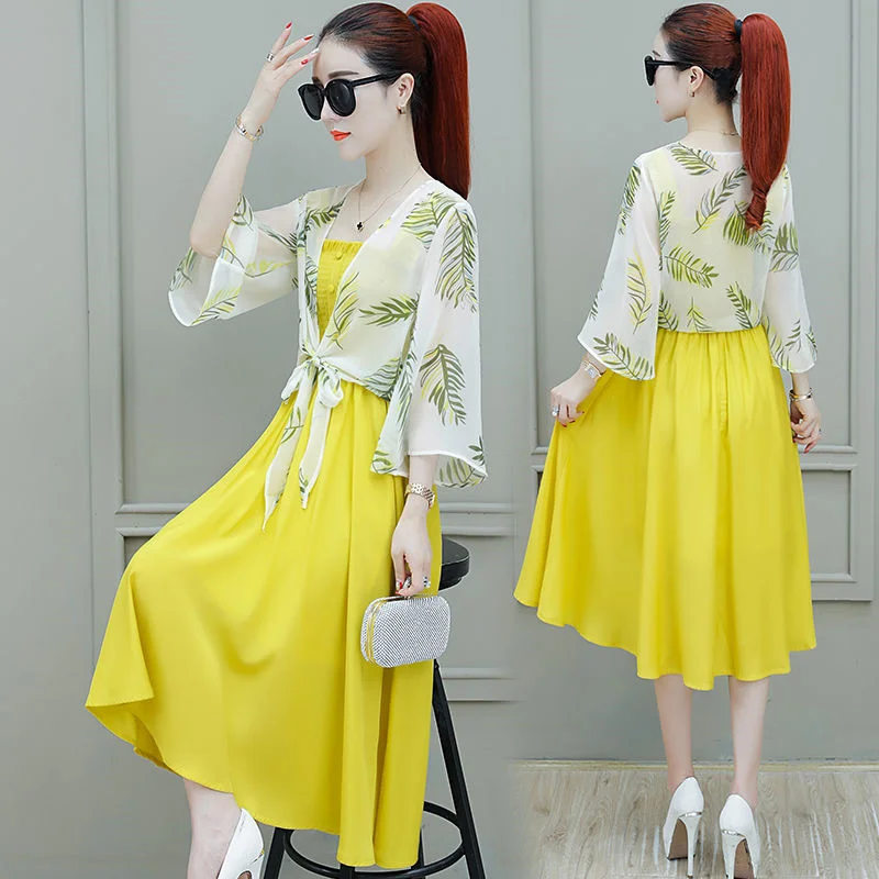 New Lady Chiffon Dresses Sun Protection Top+Dress 2PCS Women Summer Dress Set Plus Size Vestidos Weight Selection Size 4XLC
New Lady Chiffon Dresses Sun Protection Top+Dress 2PCS Women Summer Dress Set Plus Size Vestidos Weight Selection Size 4XLC