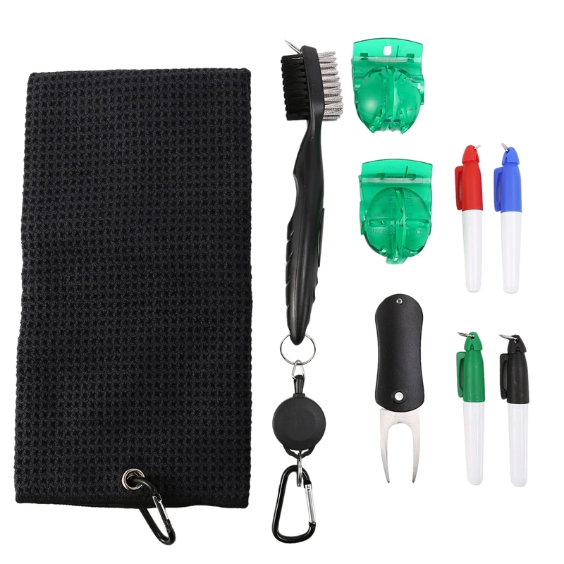 Golf Towel and Brush to Clean Golf Club with Magnet Divot Tool,Golf Ball Liners,Line Marker Pens 9 in 1 Golf Accessories
Golf Towel and Brush to Clean Golf Club with Magnet Divot Tool,Golf Ball Liners,Line Marker Pens 9 in 1 Golf Accessories