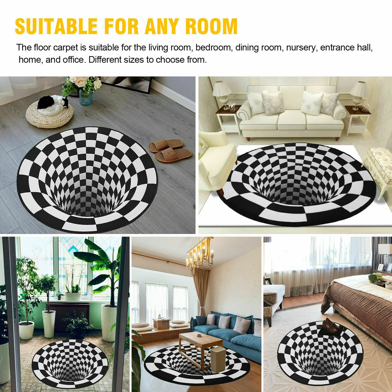 3D Printed Vortex Illusion Anti-slip Living Room Area Rug Carpet Door Mat Round kitchen Mat Nordic Flannel Home Decor
3D Printed Vortex Illusion Anti-slip Living Room Area Rug Carpet Door Mat Round kitchen Mat Nordic Flannel Home Decor