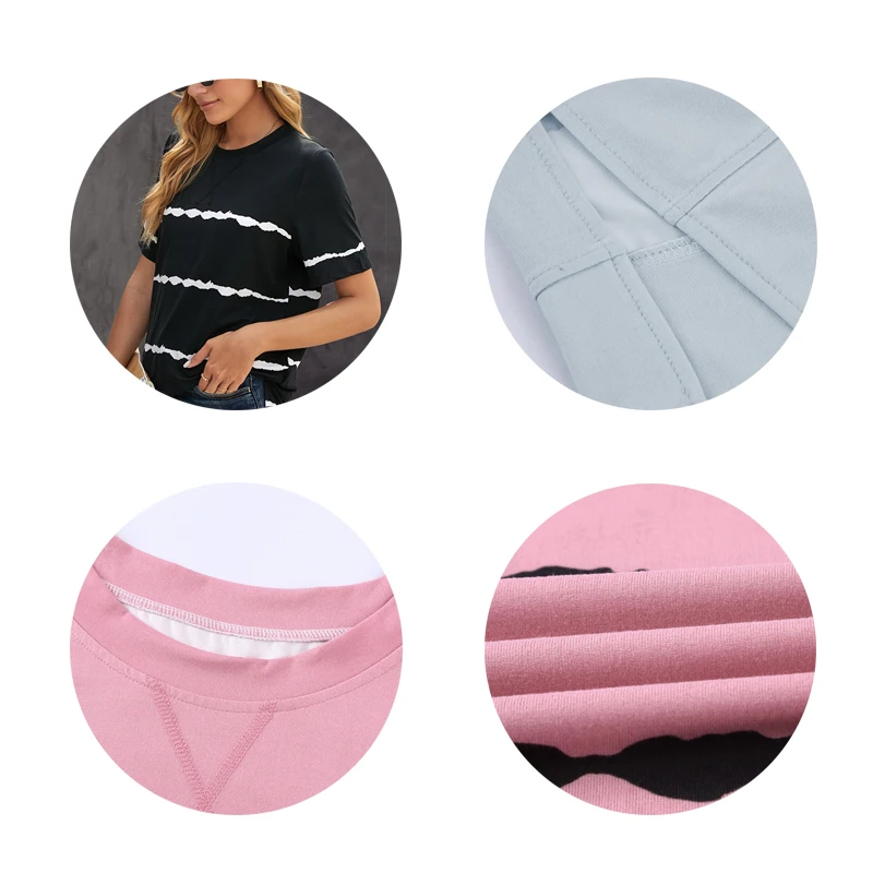 Women Summer T-Shirt 2021 New Style Stripe Print Fashion Short Loose O Neck Versatile Simple Shirt Female Casual Solid Top
Women Summer T-Shirt 2021 New Style Stripe Print Fashion Short Loose O Neck Versatile Simple Shirt Female Casual Solid Top