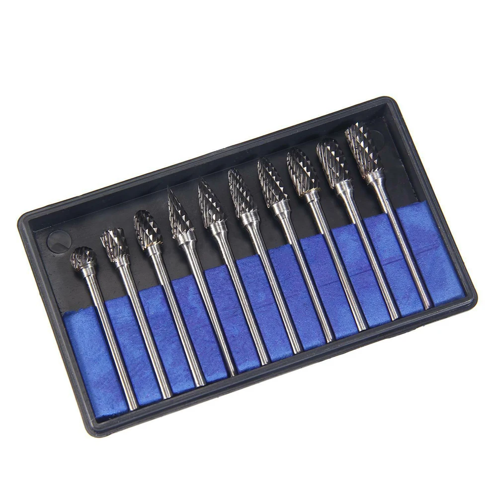 Pro 10 pcs Tungsten Steel Solid Carbide Burrs Kit For Dremel Rotary Tool Drill Bit
Pro 10 pcs Tungsten Steel Solid Carbide Burrs Kit For Dremel Rotary Tool Drill Bit