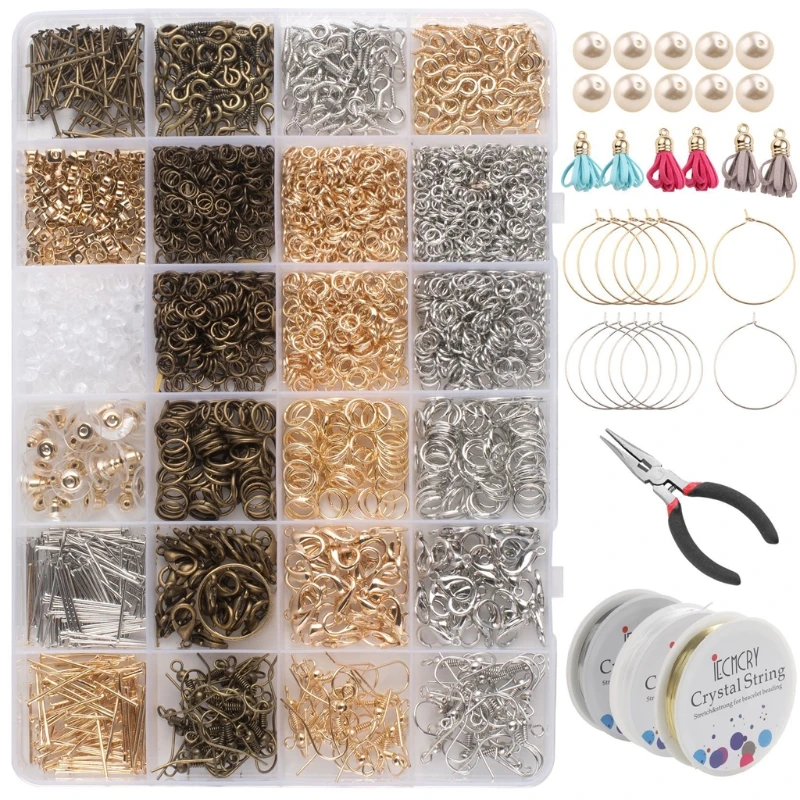 3000 Pieces Jewelry Making Kit with Jump Rings Screw Eye Pin Headpins Lobster Claw Clasps Earring Hooks Backs Pliers Kit X4YA
3000 Pieces Jewelry Making Kit with Jump Rings Screw Eye Pin Headpins Lobster Claw Clasps Earring Hooks Backs Pliers Kit X4YA