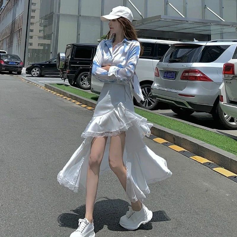 Women Casual Cool Split Lace Ruffles 2021 Spring Summer Skirts Chic Irregular Harajuku Solid Color Sexy Female Skirt High Waist
Women Casual Cool Split Lace Ruffles 2021 Spring Summer Skirts Chic Irregular Harajuku Solid Color Sexy Female Skirt High Waist